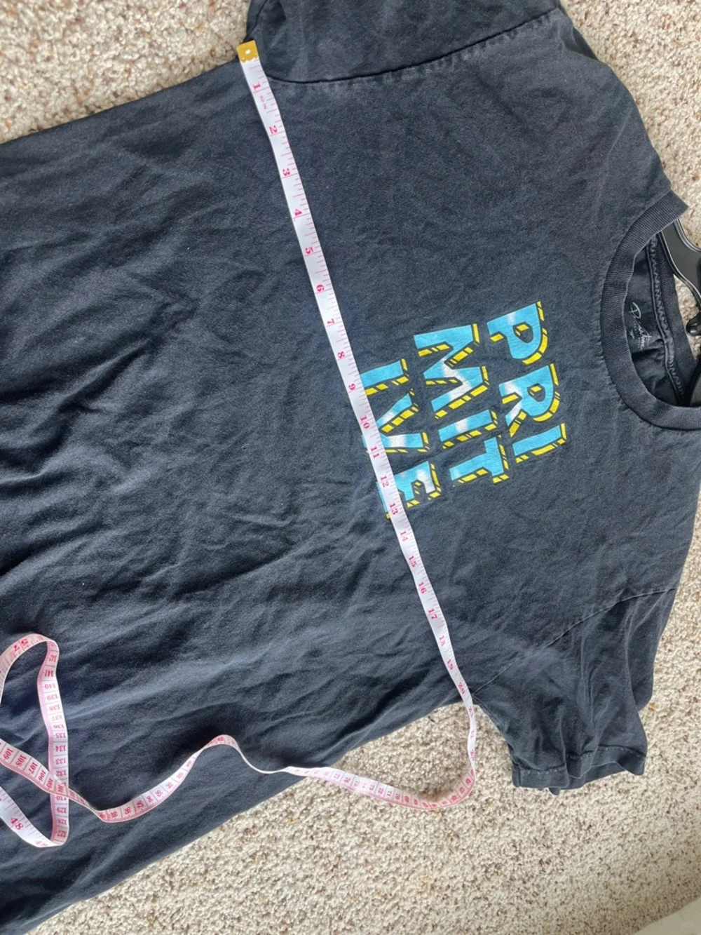 Primitive Black Tee with Blue and Yellow Block Logo